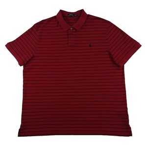Polo Ralph Lauren Polo Shirt Men's XXL Big & Tall Red Black‎ Stripe Cotton